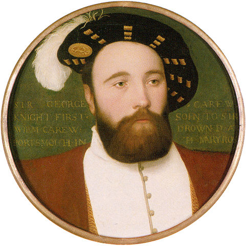Vice-Admiral Sir George Carew, the Captain of Mary Rose, who died when the vessel sank – contemporary miniature by Hans Holbein the Younger.