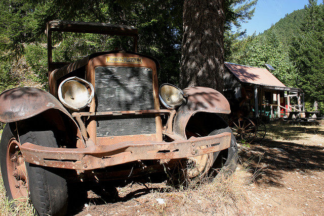 An old and abandoned vehicle. Author: U.S. Forest Service- Pacific Northwest Region