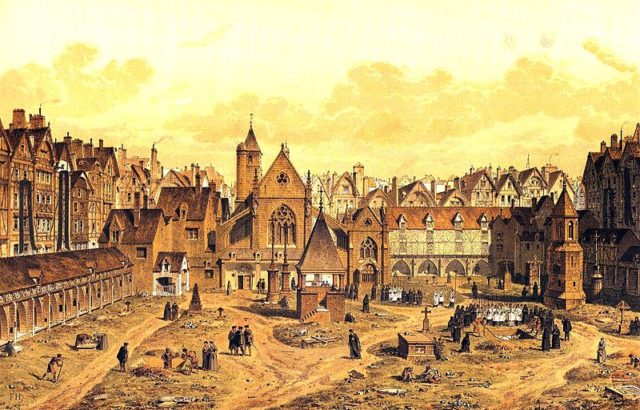 A painting depicting the cemetery. Author: Th. Hoffbauer