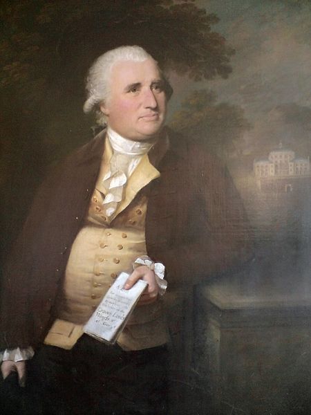 1779 oil painting of Sir John Call, 1st Baronet, with Bodmin Jail in the background. Artist unknown. Author: Biblejohn CC BY-SA 3.0