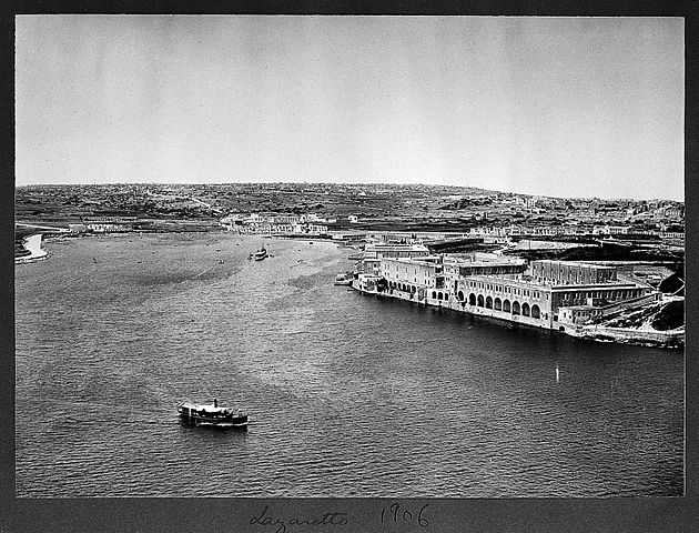 Views of the Lazzaretto complex from the bastions of Valletta in 1906