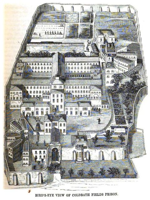 A general overview of the prison. Author: Google scan of 1864 book by Henry Mayhew & John Binny
