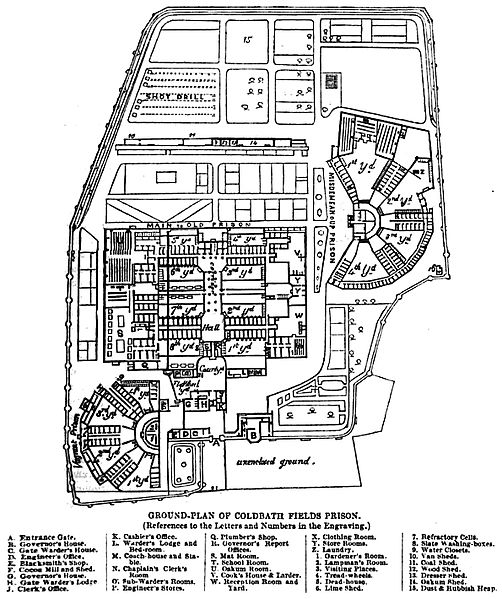 The blueprints of the prison. Author: Google scan of 1864 book by Henry Mayhew & John Binny