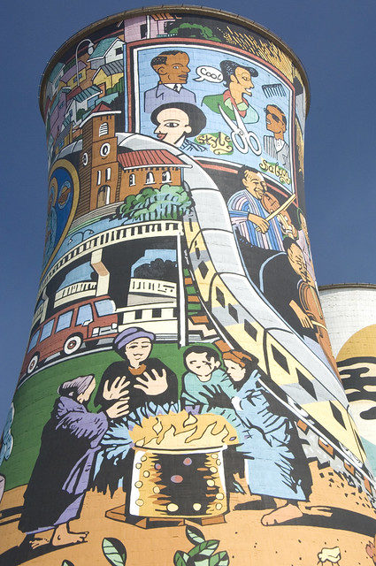Decorated cooling towers, Orlando Power Station, Soweto Johannesburg – Author: Media Club – CC BY 2.0