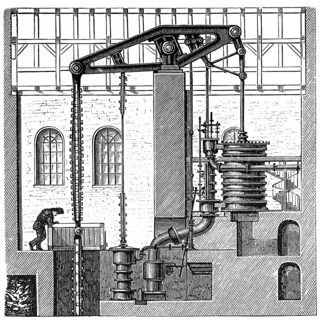 Illustration of a Cornish Beam Engine