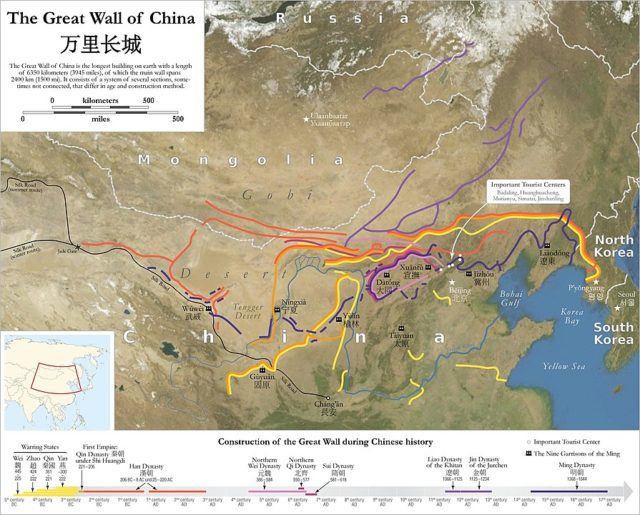 Map of the Great Wall of China. By Maximilian Dörrbecker (Chumwa), CC BY-SA 2.5