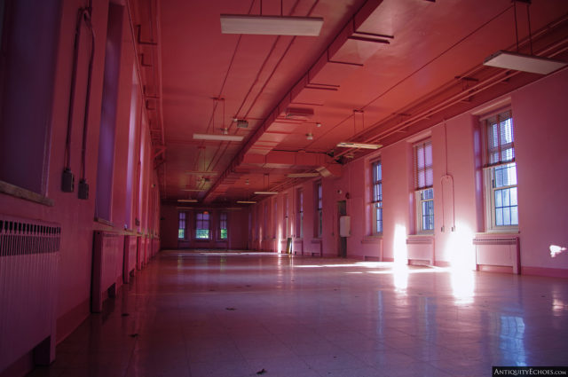 A pink-coloured ward within the Allentown State Hospital