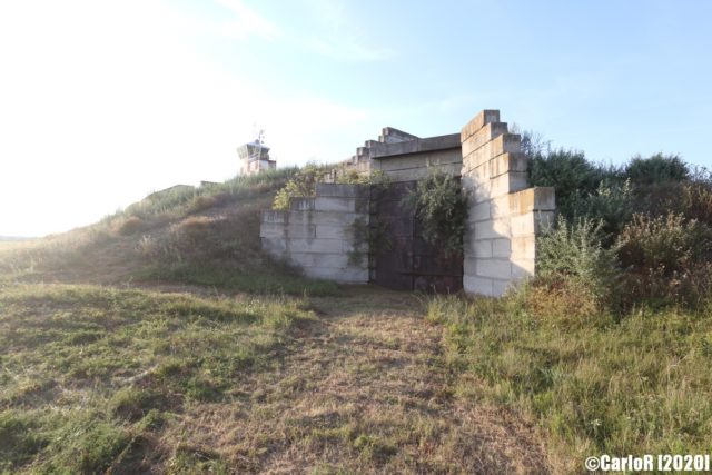 Cement bunker built into the ground at Tököl Airbase