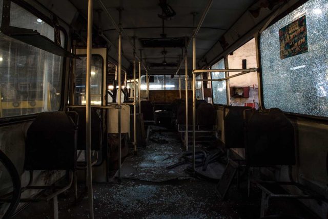 Interior of an abandoned bus