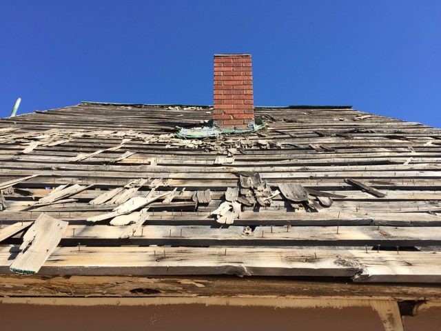 Deteriorating wooden roof