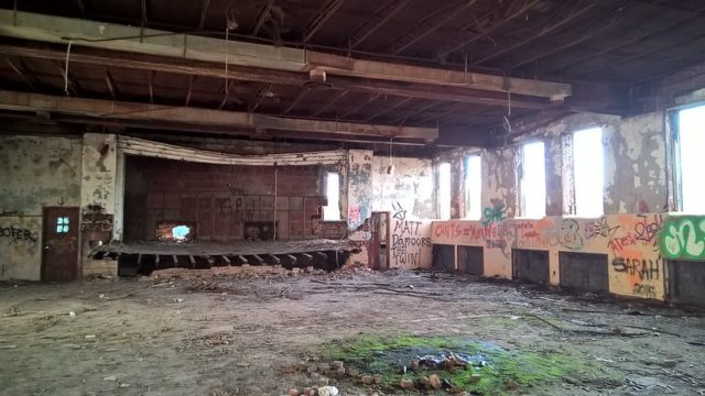 Dilapidated theater within the Burwash Correctional Center 
