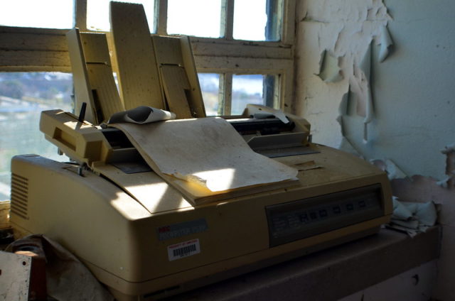 Old printer on a desk