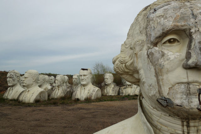 View of the busts from Presidents Park behind the one of George Washington