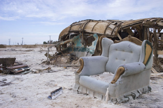 Abandoned chair at Salton Sea