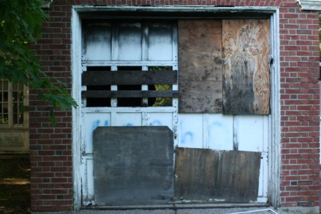 Boarded up windows at Fairfield