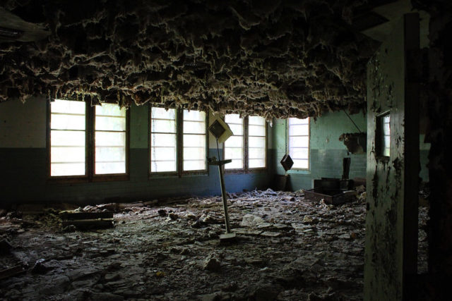 Asbestos-covered room at Forest Haven Asylum