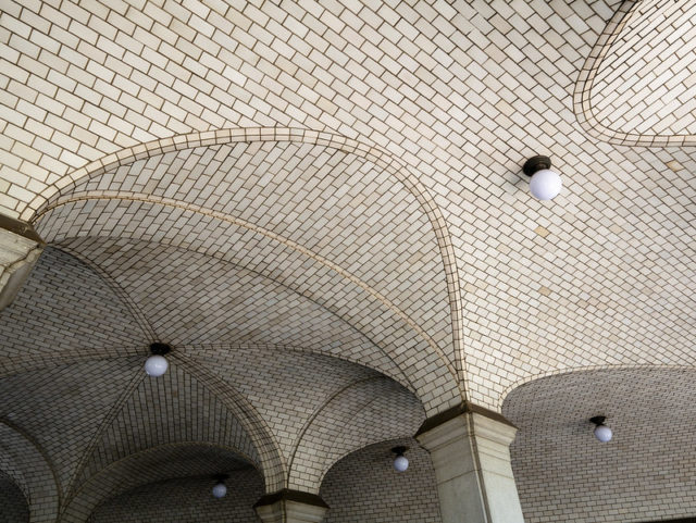 Tiled ceiling at City Hall Station
