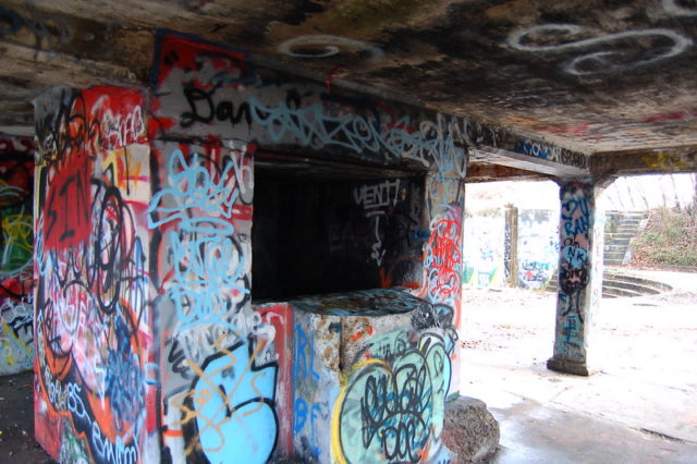 Graffiti-covered wall at Fort Armistead