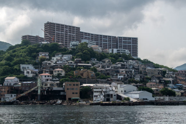 View of Hashima Island from the sea