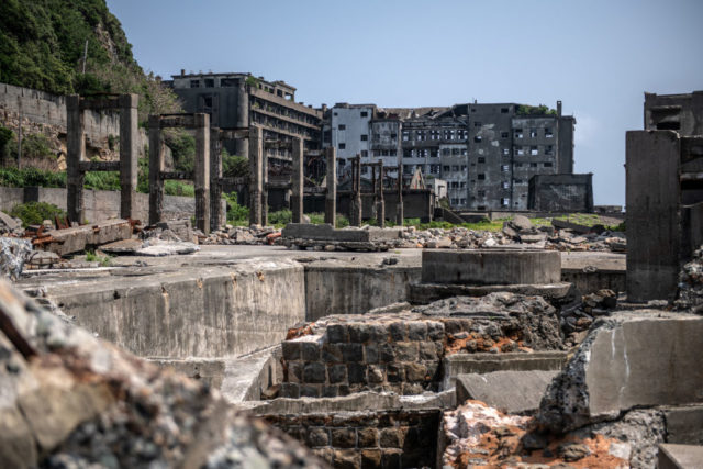 Concrete rubble on Hashima Island