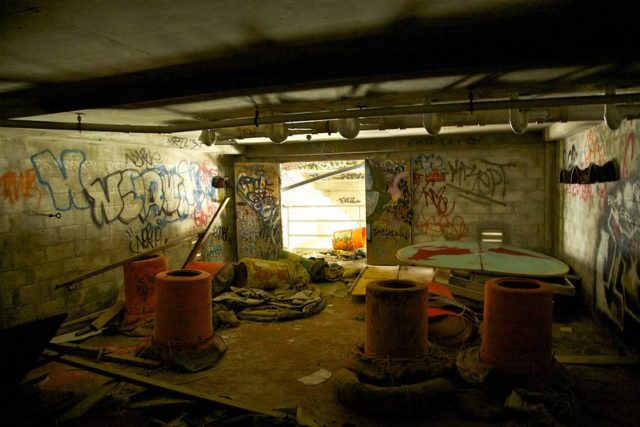 Room inside Miami Marine Stadium