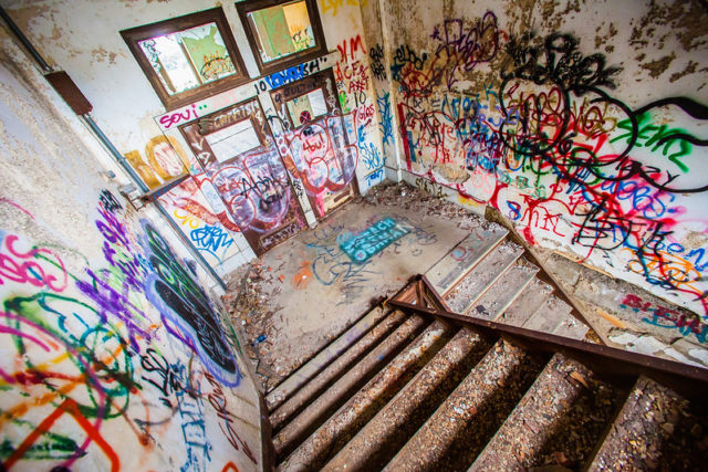 Staircase in Michigan Central Station