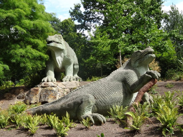 outdated dinosaurs at the Crystal Palace Park