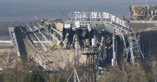 View of the ruins of Donetsk International Airport