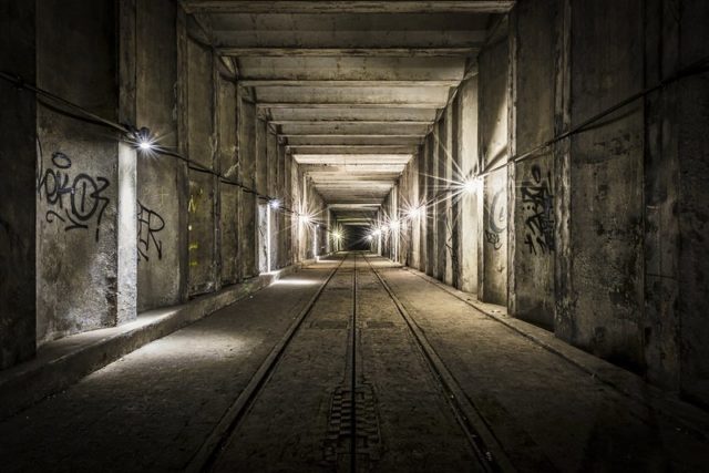 Darkened tunnel in the Dupont Underground