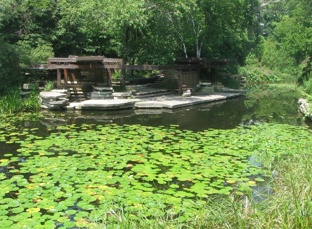 Alfred Caldwell Lily Pool in Lincoln Park is a National Historic Landmark listing. Author: TonyTheTiger CC-BY SA 3.0