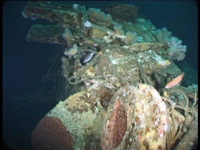 By the port side of the tower the snorkel flange (bottom) and collar (top) are still in place. I have never seen this before or since (Innes McCartney).