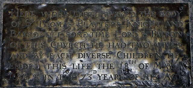 1638 Brass for Thomas Playters. His memorial sits in the south sanctuary.Author: Brokentaco CC BY 2.0