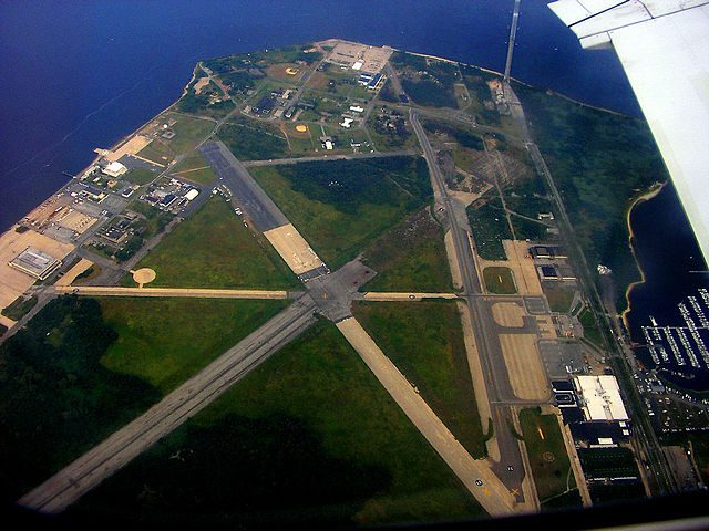 Aerial view of Floyd Bennett Field, seen during departure from JFK.