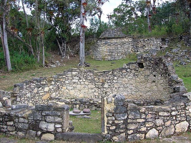 Remains of ancient buildings in Kuelap