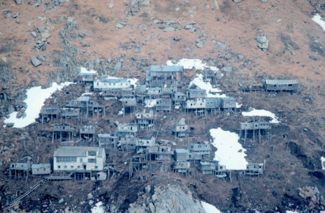 Abandoned stilt village Ukivok, photographed 1978.