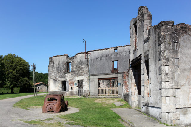 Destroyed village of Oradour sur Glane in June 1944, France