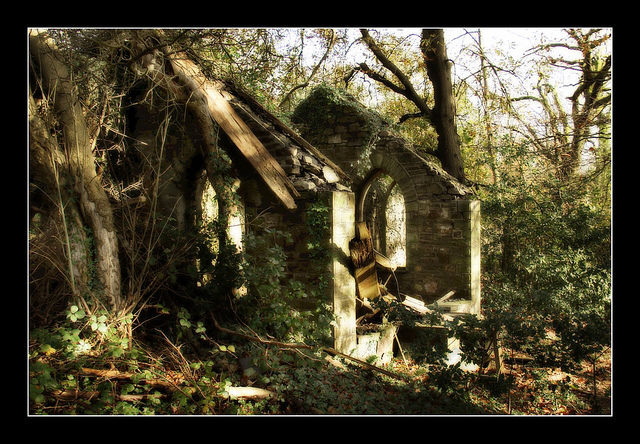 Derelict summerhouse on the estate