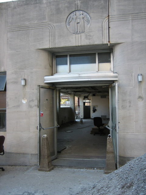 Gutted flood damaged waiting lounge Charity Hospital on Tulane Avenue Author: Infrogmation CC BY 2.5