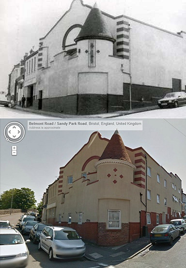 Brislington Picture Hall, then and now, Sandy Park Road, 1913-1956.Author: brizzle born and bred CC BY-ND 2.0