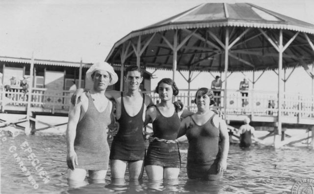 Bathers at Lago Epecuén, the lake adjacent to Villa Epecuén, a tourist city that flooded in 1985 and was then abandoned.