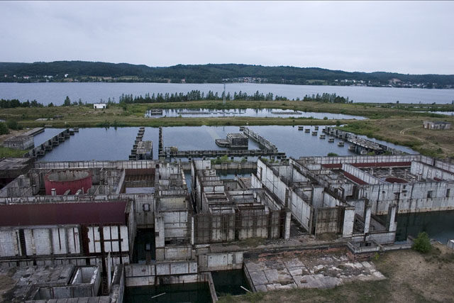 Unfinished remains of main building of Żarnowiec Nuclear Power Plant