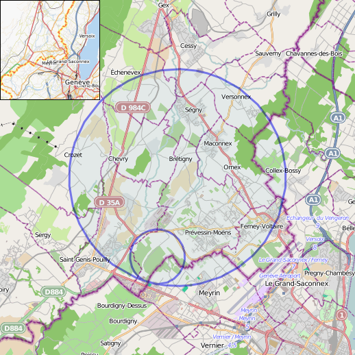Location of the Large Hadron Collider. Zykure CC BY-SA 2.0