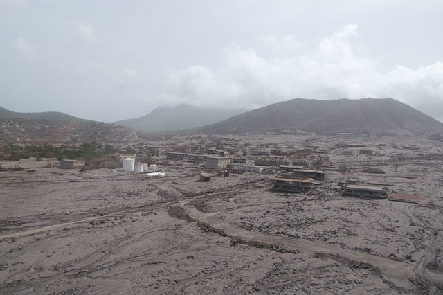 The damage from the 1996 eruption to Plymouth. Author: Xb-70 CC BY-SA 3.0