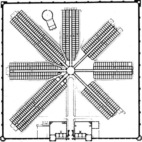 Eastern State Penitentiary’s 1836 floor plan.