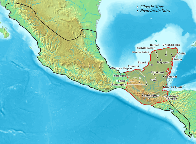 Map of the Mayan area within the Mesoamerican region. Photo credit: Kmusser, CC BY-SA 3.0