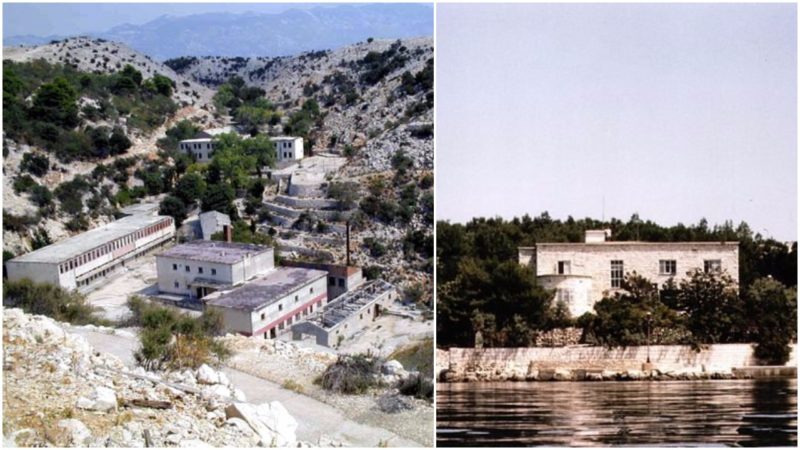 Left: The abandoned prison on Goli otok. Pokrajac, CC BY-SA 3.0  Right: Goli otok, Croatia. Roberta F., CC BY-SA 3.0
