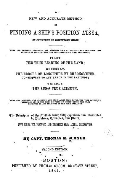 A new and accurate method of finding at sea by Capt. Thomas H. Sumner –  brilliant mind to end in an asylum.