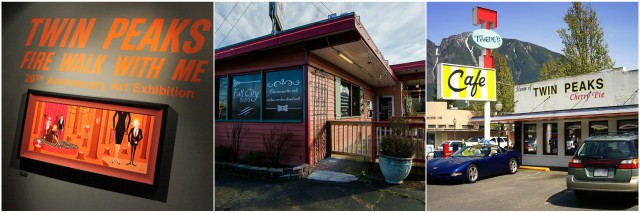 Left: Twin Peaks 25 Aniversary Art Exhibition. Photo Credit: Sam Howzit, CC BY 2.0. Middle: Fall City Bistro, Fall City, Washington, Photo Credit: Jeff Hitchcock, CC BY 2.0 Left: Twede's Cafe, Steven Pavlov, CC BY-SA 3.0 