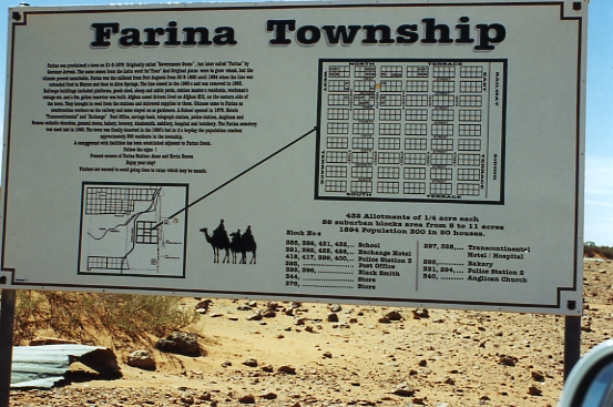 Information sign at Farina.