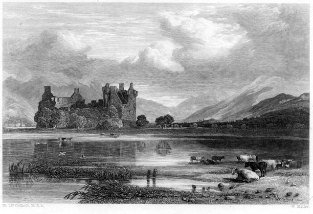 Engraving of Kilchurn Castle by William Miller, 1846
